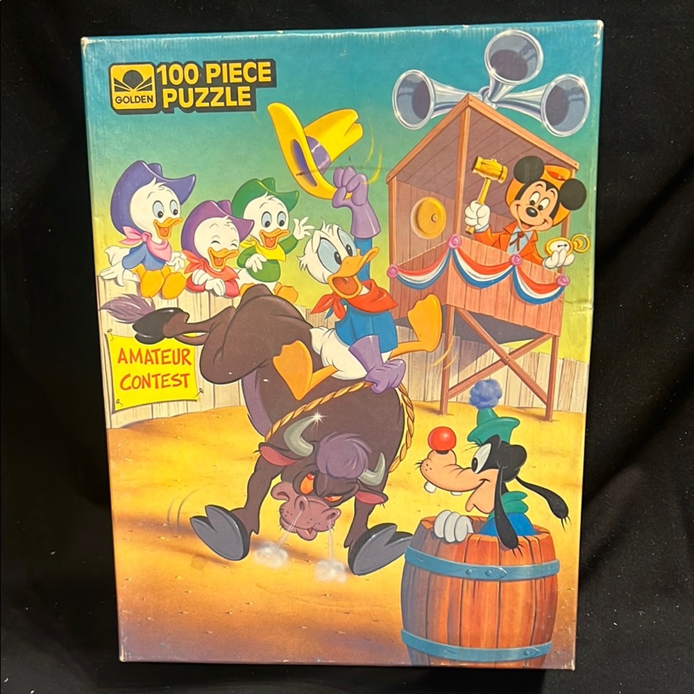 Vintage Disney Golden 100 Pcs Puzzle Mickey Donald Goofy Friends Rodeo
